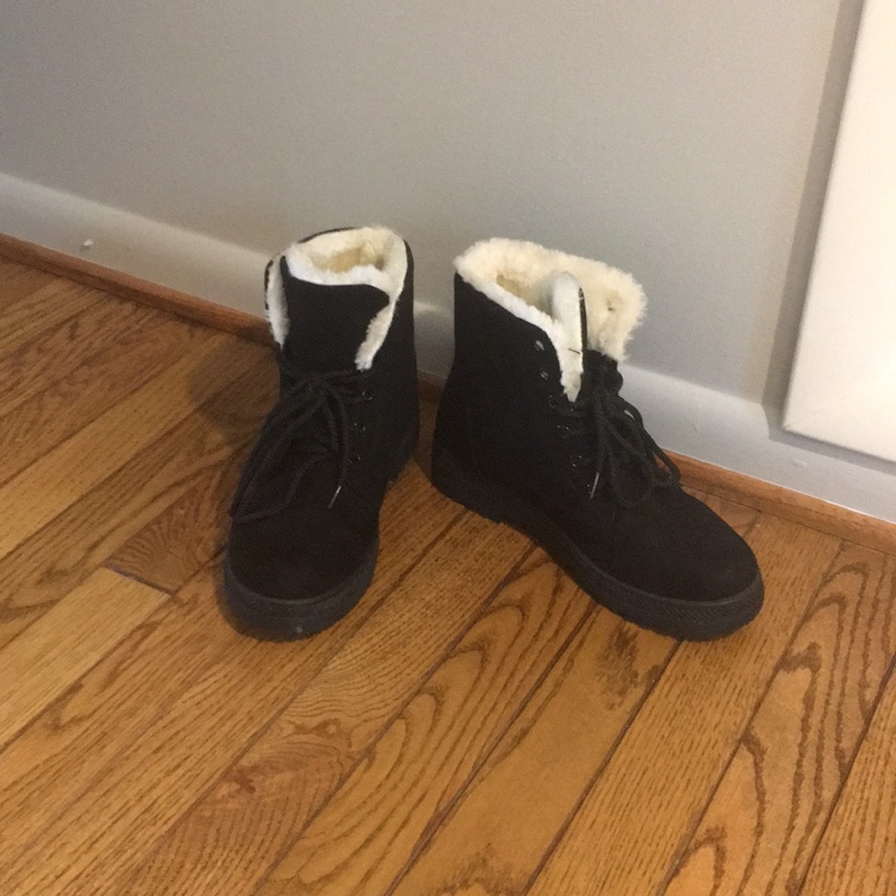 Black suede boots